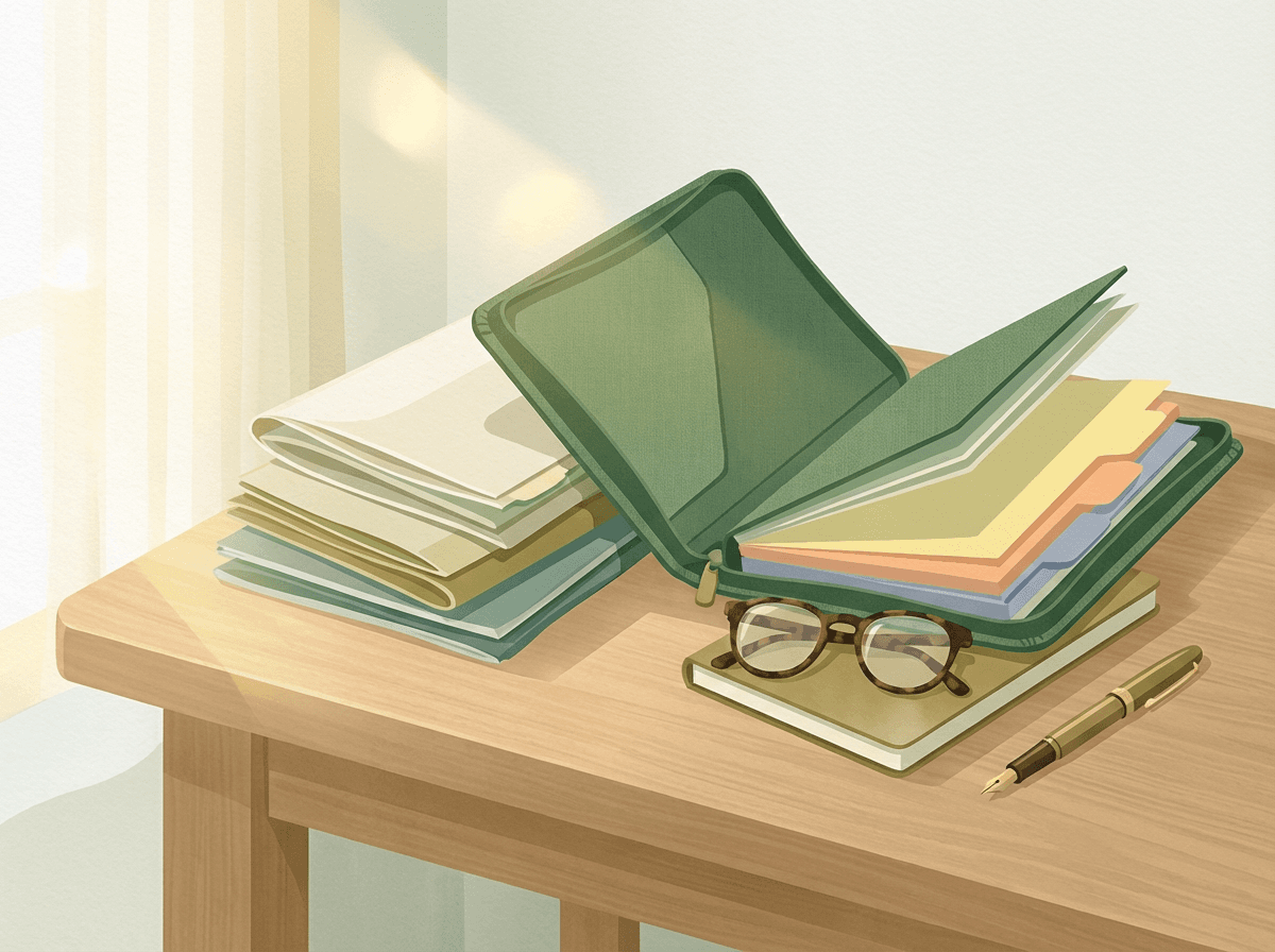 Illustration eines Notfallordners mit Register-Trennern
